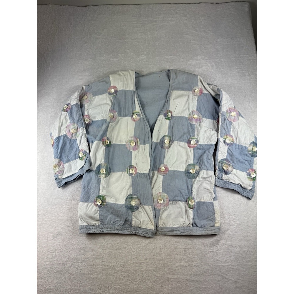 Vintage‎ Yak Magik Wearable Art Quilt Patch Jacket Cottage Granny M/L